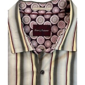 Tommy Bahama Mens XL Striped Button Down Shirt Silk Cotton Blend - Stripes